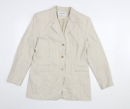 JH Collectibles Women Beige Stripe Blazer Jacket UK 14