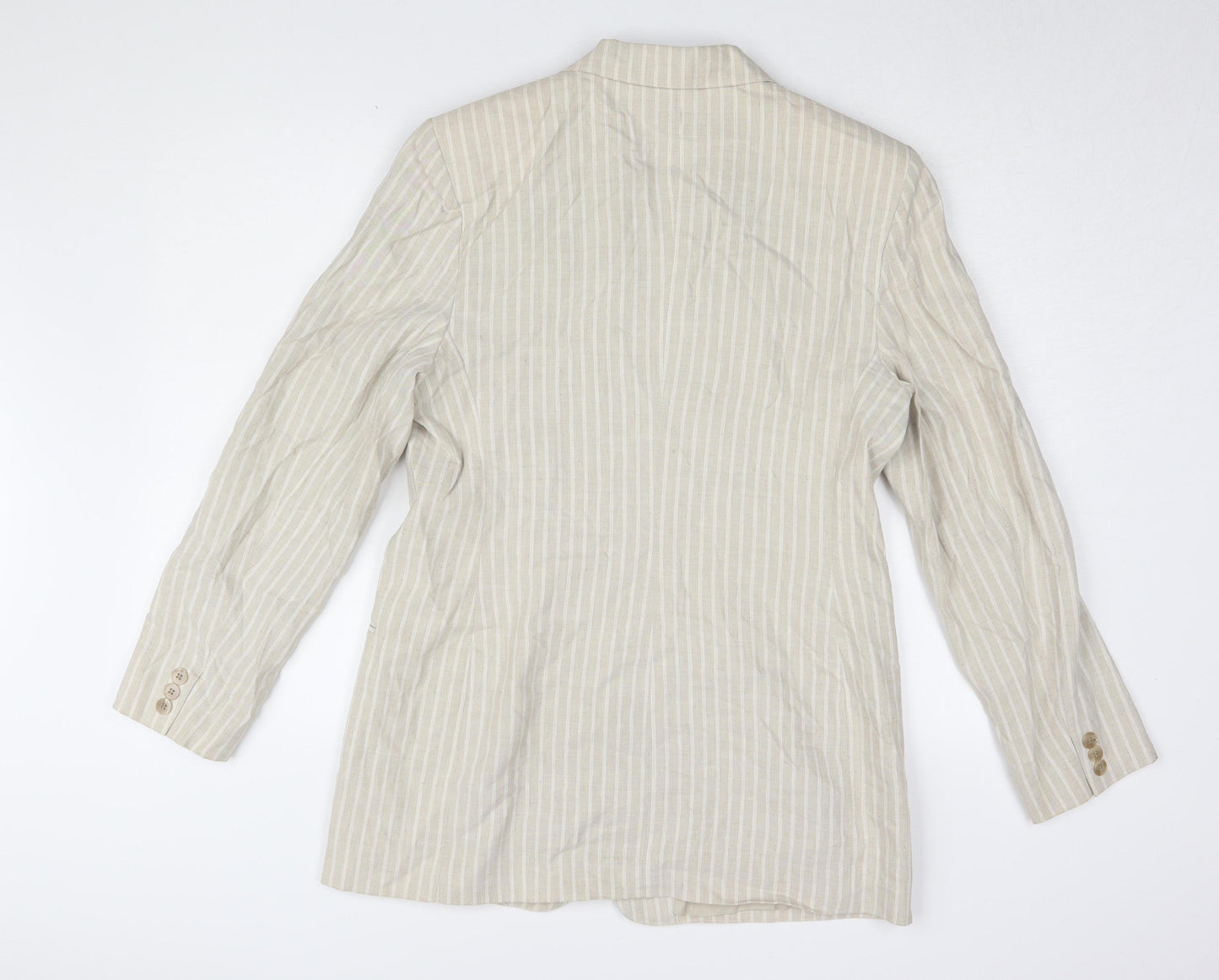 JH Collectibles Women Beige Stripe Blazer Jacket UK 14