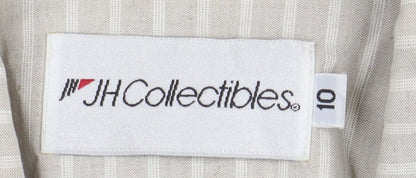 JH Collectibles Women Beige Stripe Blazer Jacket UK 14