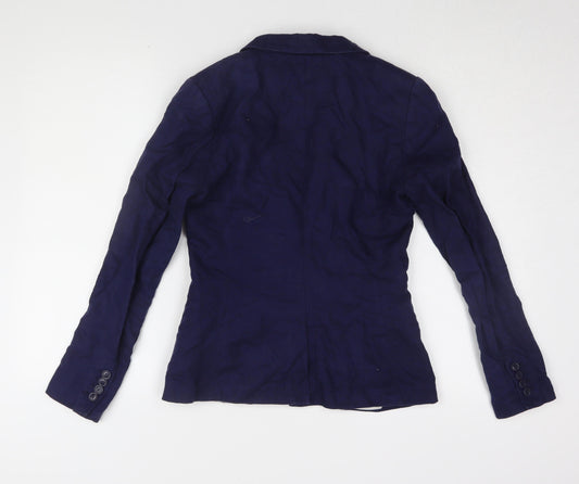 H&M Women's Blue Blazer, Size 8, Lined, One-Button