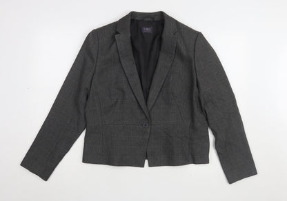 Marks and Spencer Women Grey Check Suit Jacket Size 16