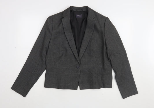 Marks and Spencer Women Grey Check Suit Jacket Size 16