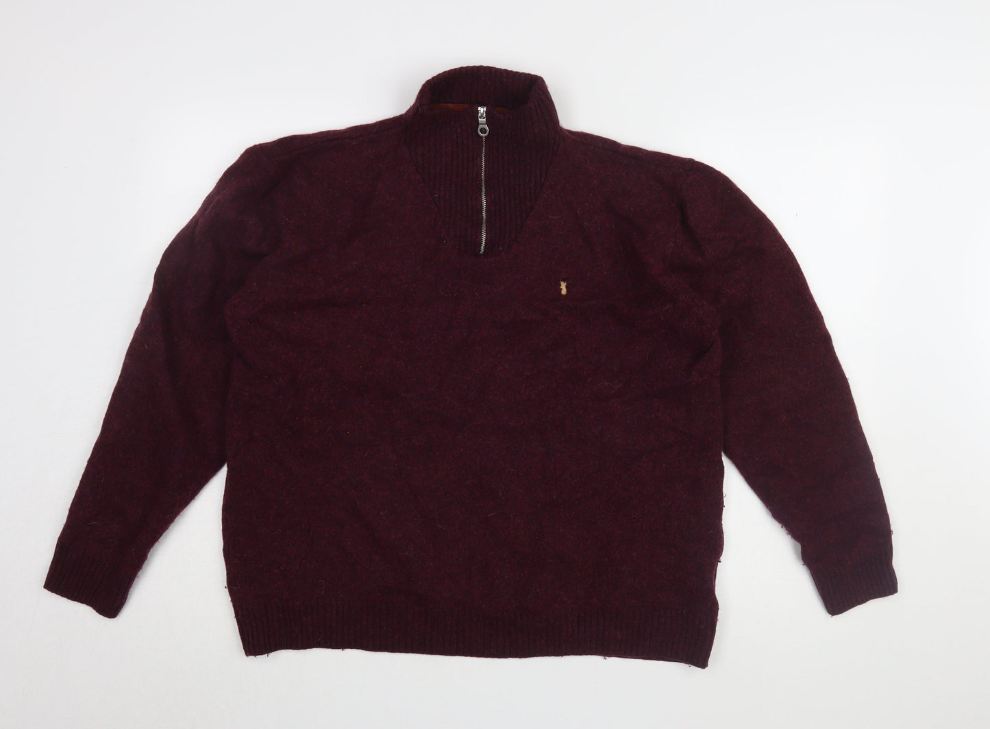 Next Men's Red Wool Full Zip 2XL Jumper