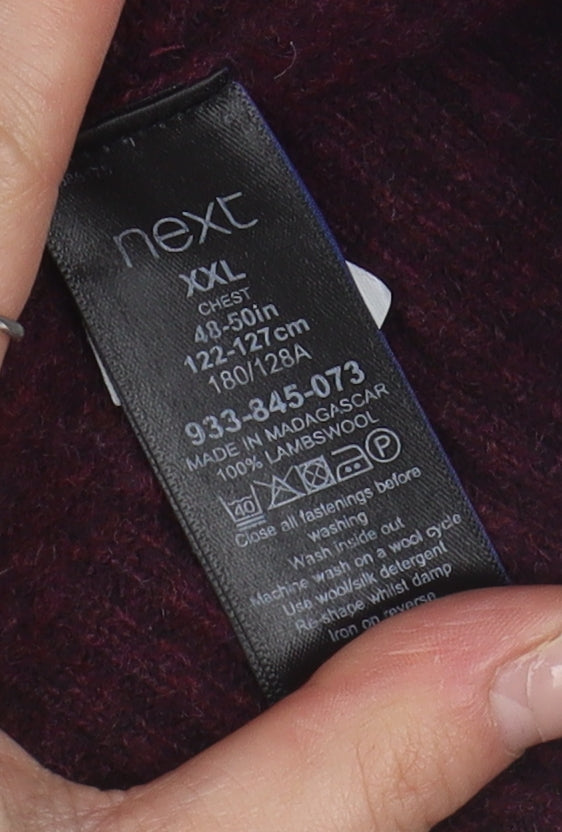 Next Men's Red Wool Full Zip 2XL Jumper