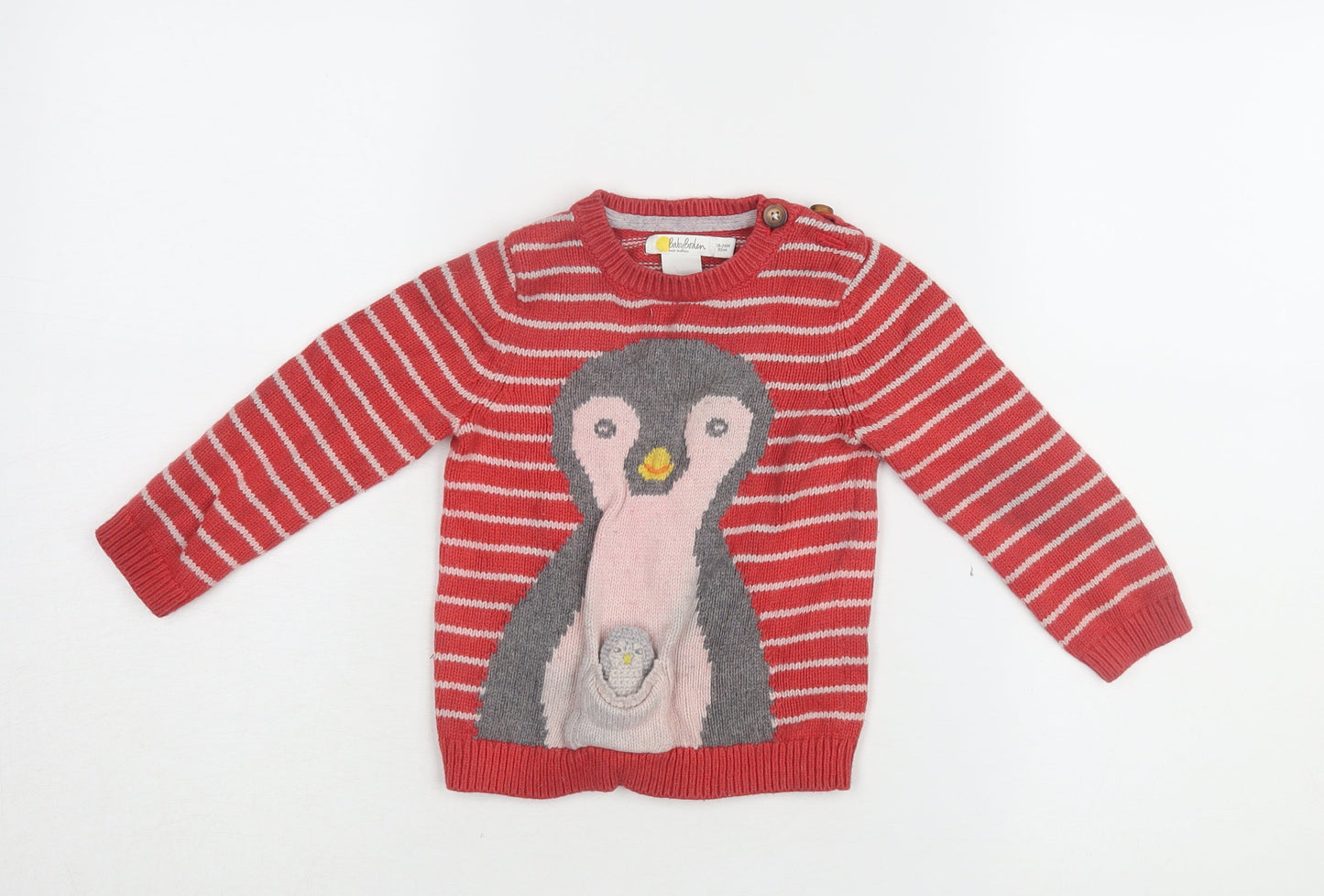 BabyBoden Unisex Red Penguin Jumper 18-24M Long Sleeve Knit