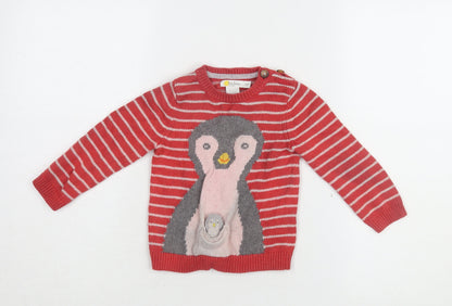 BabyBoden Unisex Red Penguin Jumper 18-24M Long Sleeve Knit
