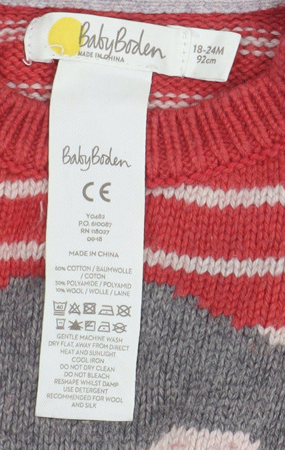 BabyBoden Unisex Red Penguin Jumper 18-24M Long Sleeve Knit