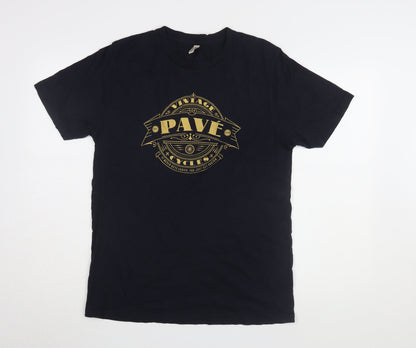 Mens UK Size M Earth Positive Black  T-Shirt