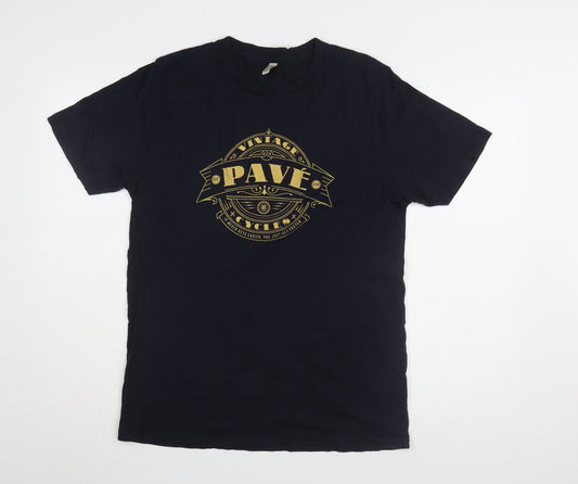 Mens UK Size M Earth Positive Black  T-Shirt
