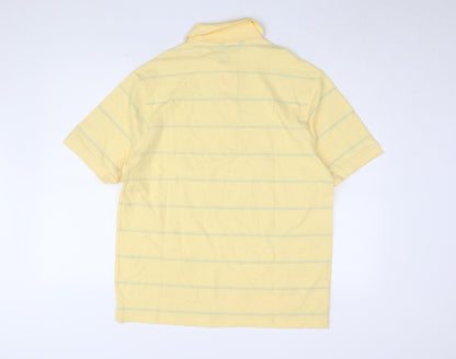 Marks and Spencer Men's Yellow Striped Polo Shirt M