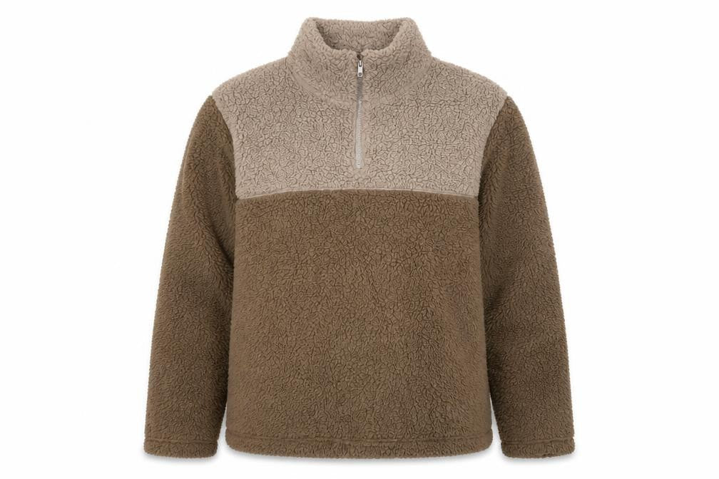 Front view of Essentials Brown Fleece unisex sweatshirt, size L
