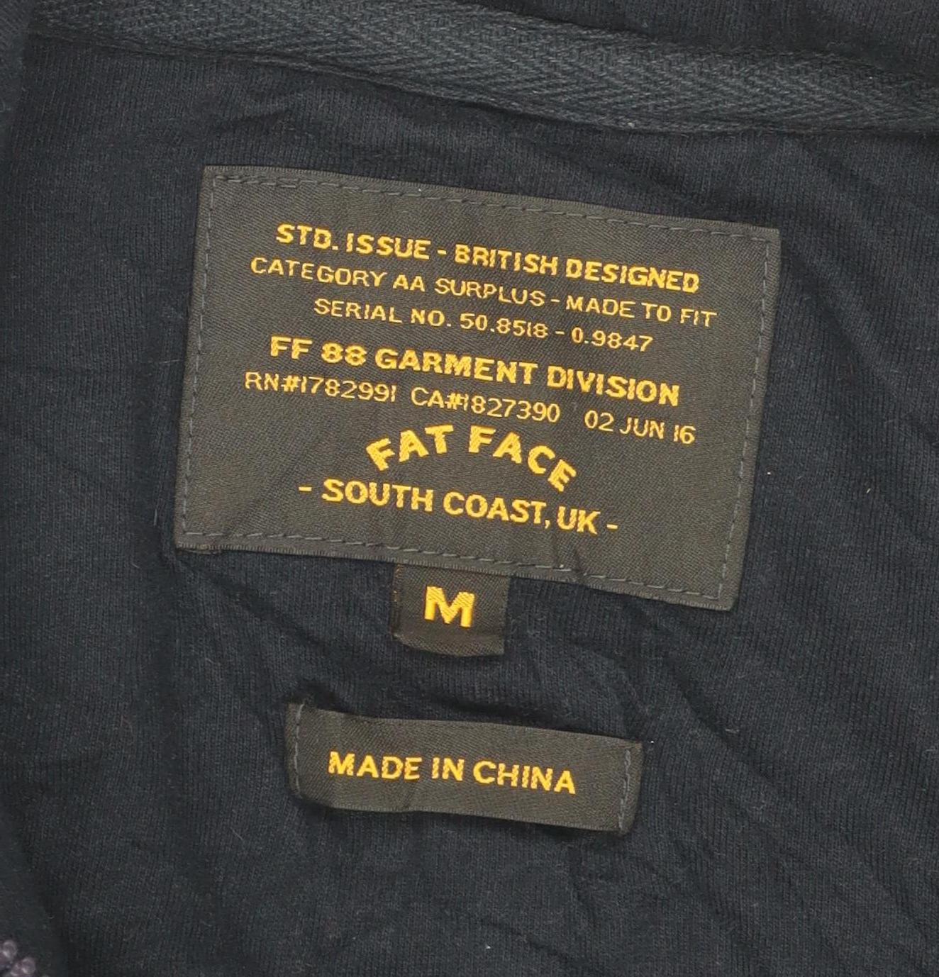 Mens UK Size M Fat Face Black Bomber Jacket