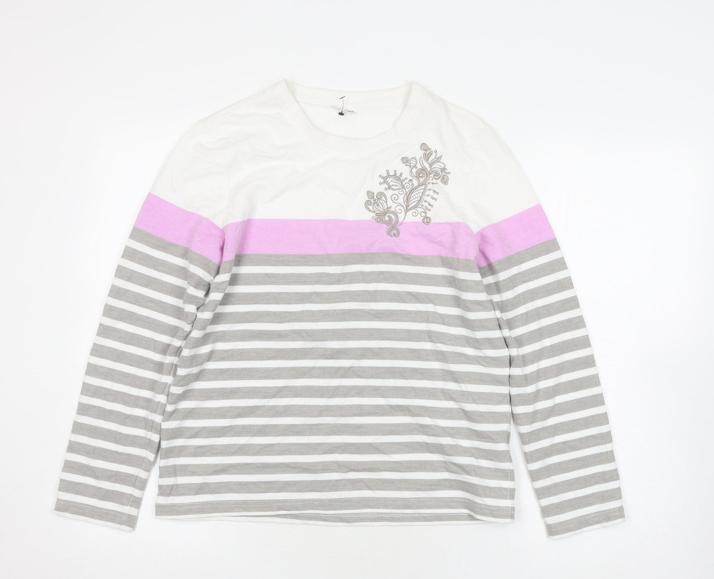 Damart Women's Multicoloured Striped T-Shirt in Size S