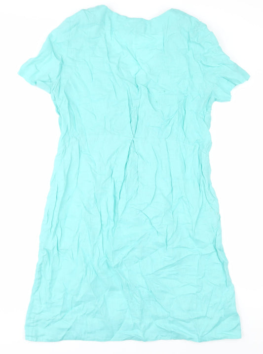 John Lewis Women's Blue Linen Shift Dress Size 12