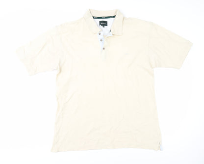 Wolsey Men's Beige Polo Shirt L Cotton Short Sleeve