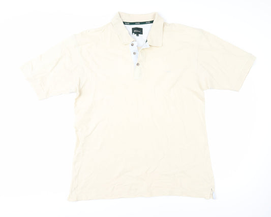 Wolsey Men's Beige Polo Shirt L Cotton Short Sleeve
