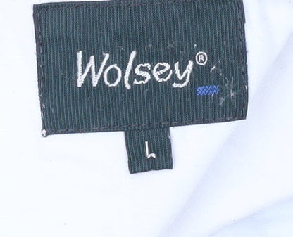 Wolsey Men's Beige Polo Shirt L Cotton Short Sleeve