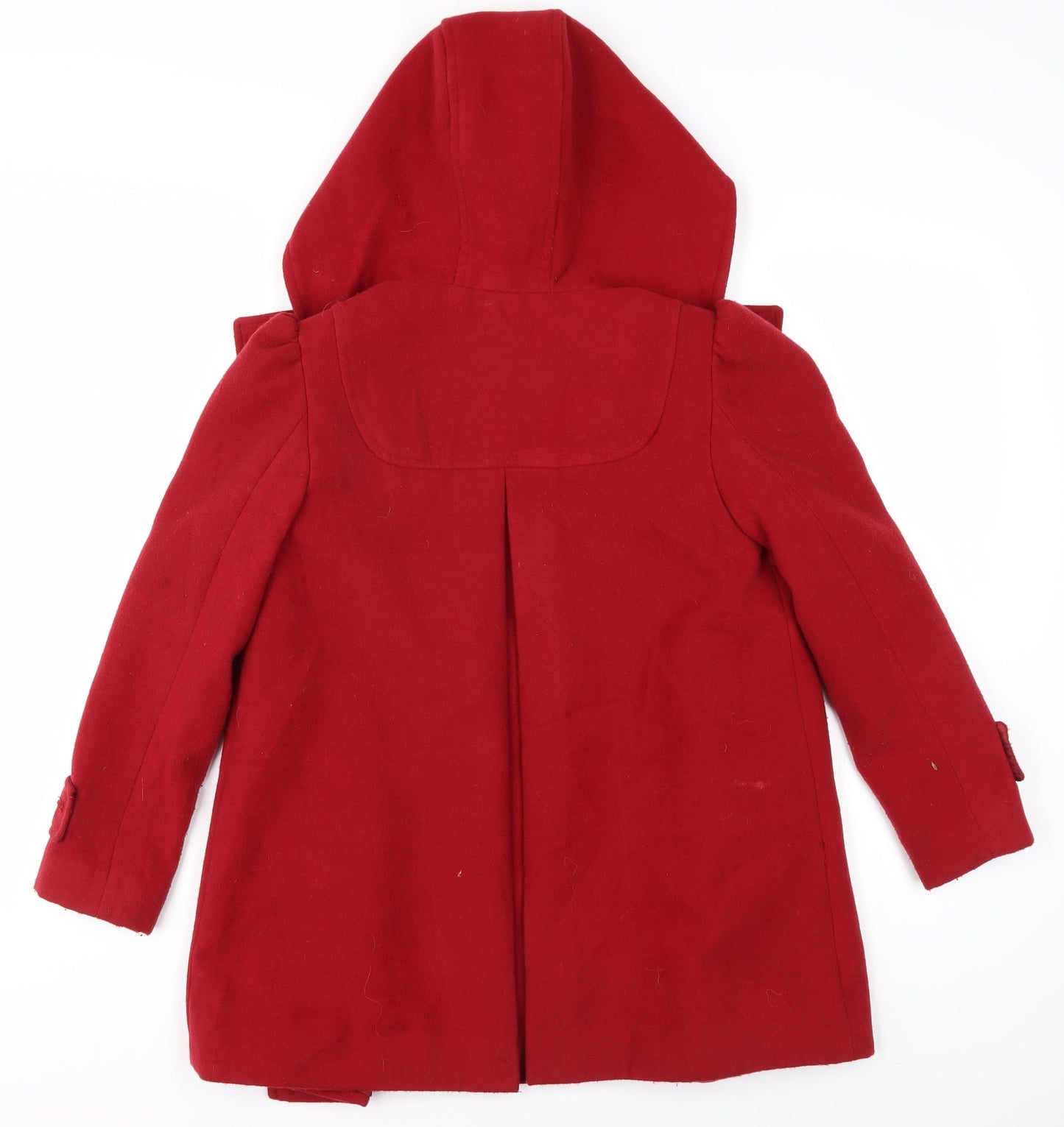Monsoon Girls Red Hooded Wool-Blend Coat Size 10