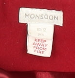 Monsoon Girls Red Hooded Wool-Blend Coat Size 10