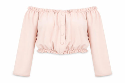 Womens UK Size 10 New Look Pink Cropped Blouse