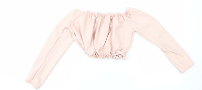 Womens UK Size 10 New Look Pink Cropped Blouse
