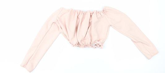 Womens UK Size 10 New Look Pink Cropped Blouse