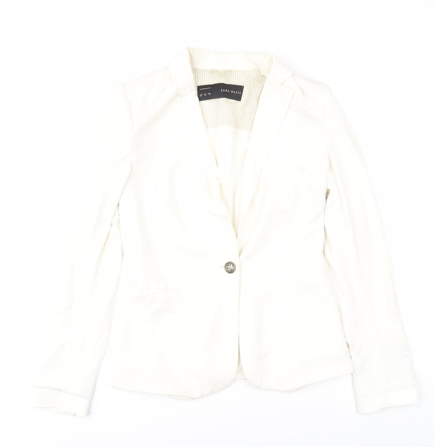 Zara Women Ivory Suit Jacket Size 6 Slim Fit
