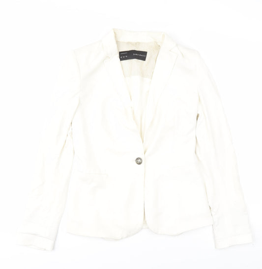 Zara Women Ivory Suit Jacket Size 6 Slim Fit