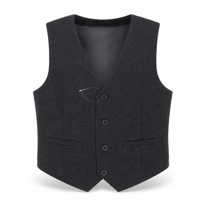Front view of Marks & Spencer boys’ grey waistcoat, 3-4 years, formal