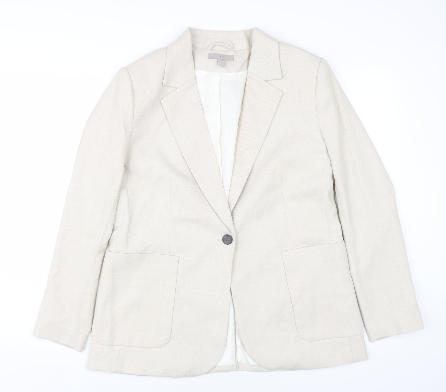 H&M Women's Ivory Blazer UK 14 Single-Breasted
