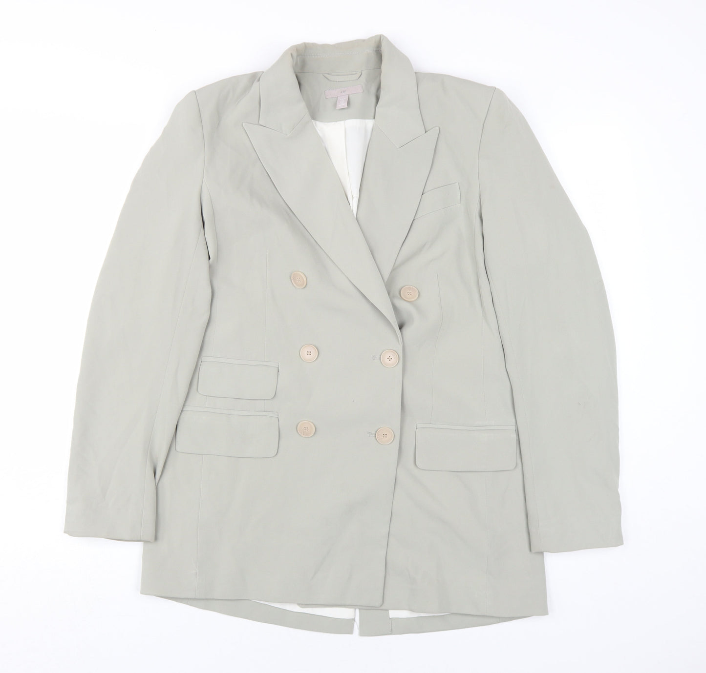 H&M Women's Grey Double Breasted Blazer Size 8