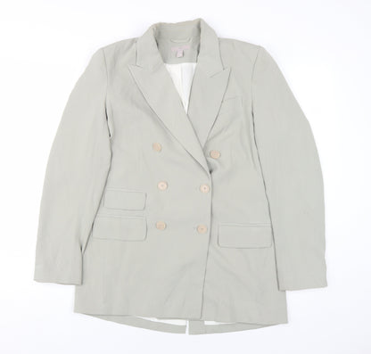H&M Women's Grey Double Breasted Blazer Size 8