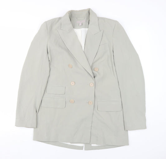 H&M Women's Grey Double Breasted Blazer Size 8