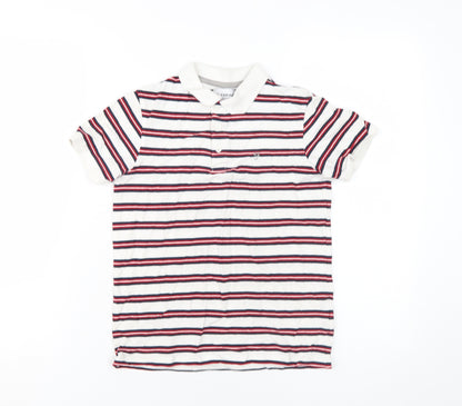 Farah Boys White Striped Polo, Size 10-11, Classic Style