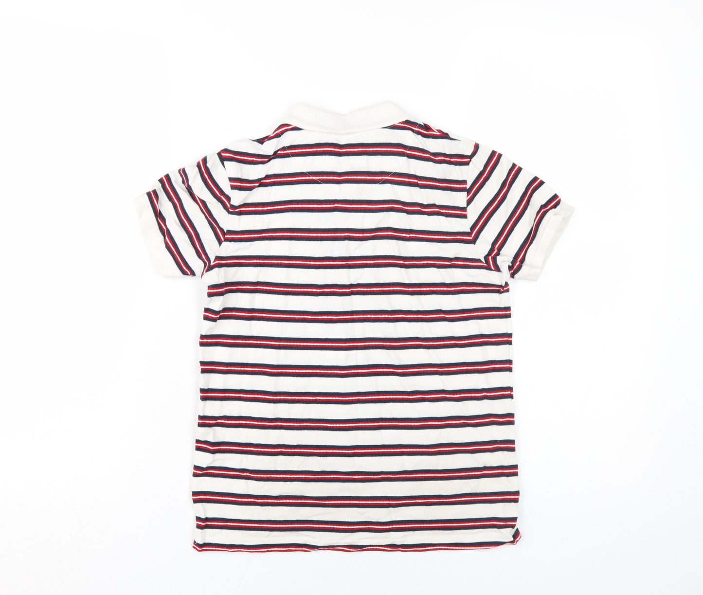 Farah Boys White Striped Polo, Size 10-11, Classic Style