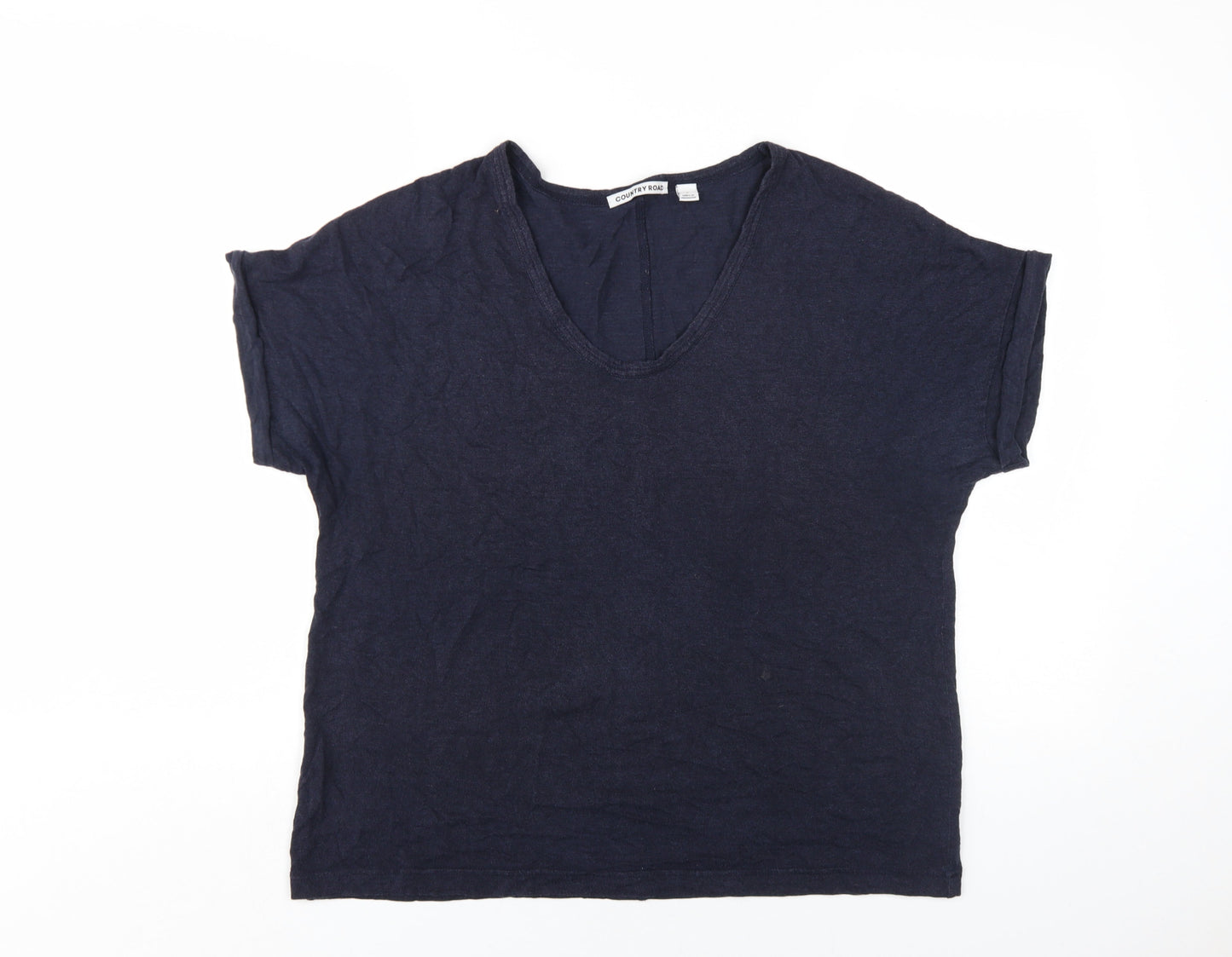 Womens UK Size L Country Road Blue Basic T-Shirt