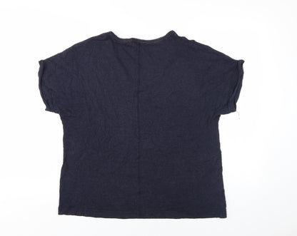 Womens UK Size L Country Road Blue Basic T-Shirt