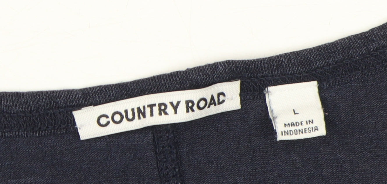 Womens UK Size L Country Road Blue Basic T-Shirt