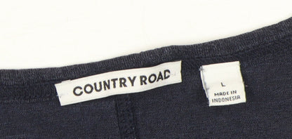 Womens UK Size L Country Road Blue Basic T-Shirt