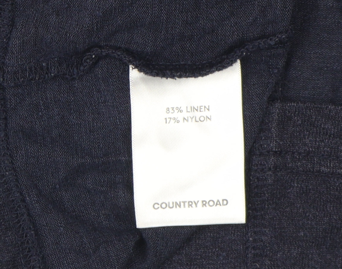 Womens UK Size L Country Road Blue Basic T-Shirt