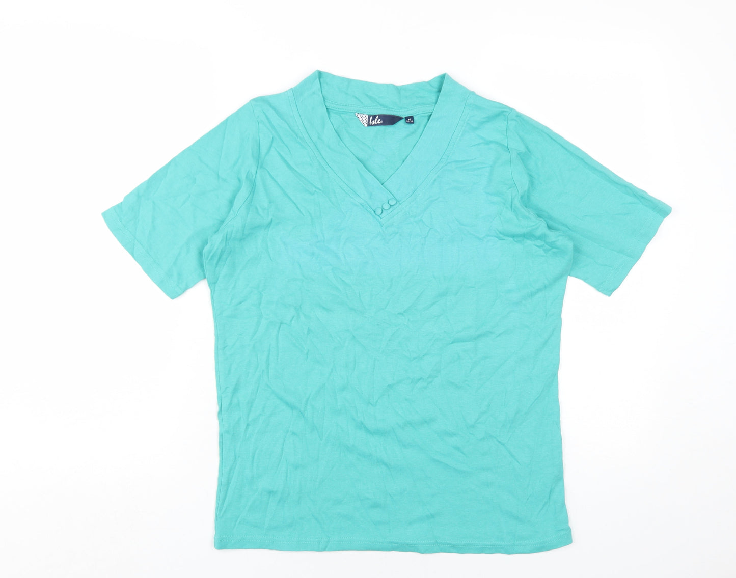 Womens UK Size M Isle Green Basic T-Shirt