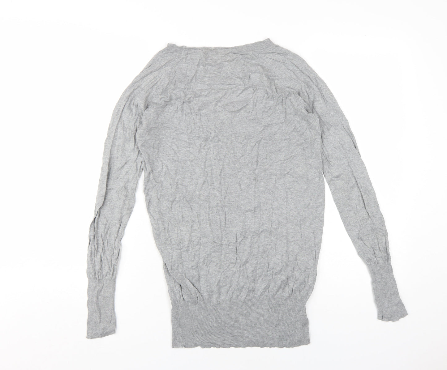 Zara Unisex Grey V-Neck Silk Cotton Pullover Jumper L