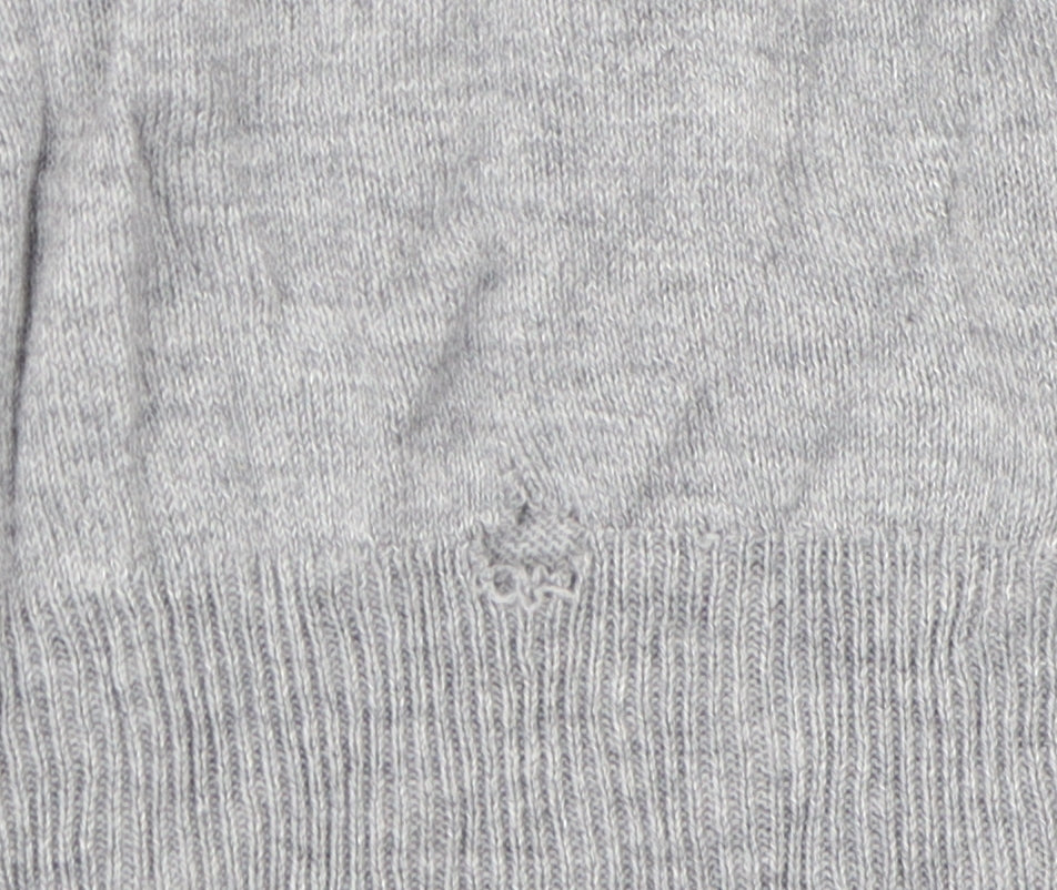 Zara Unisex Grey V-Neck Silk Cotton Pullover Jumper L