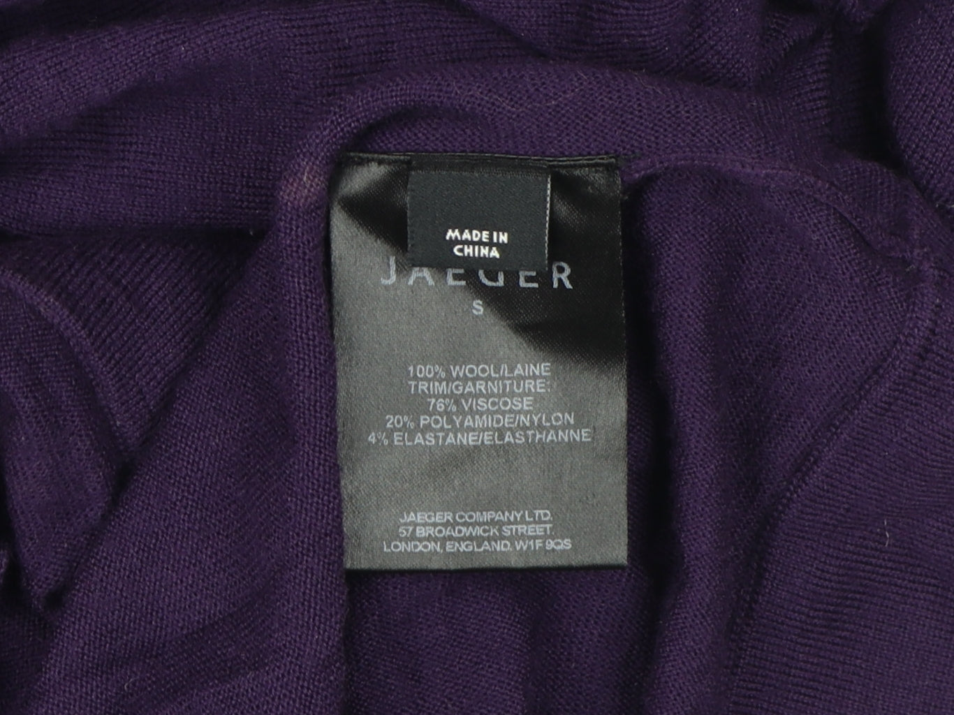 Jaeger Women's Purple Dolman Sleeve Dress S