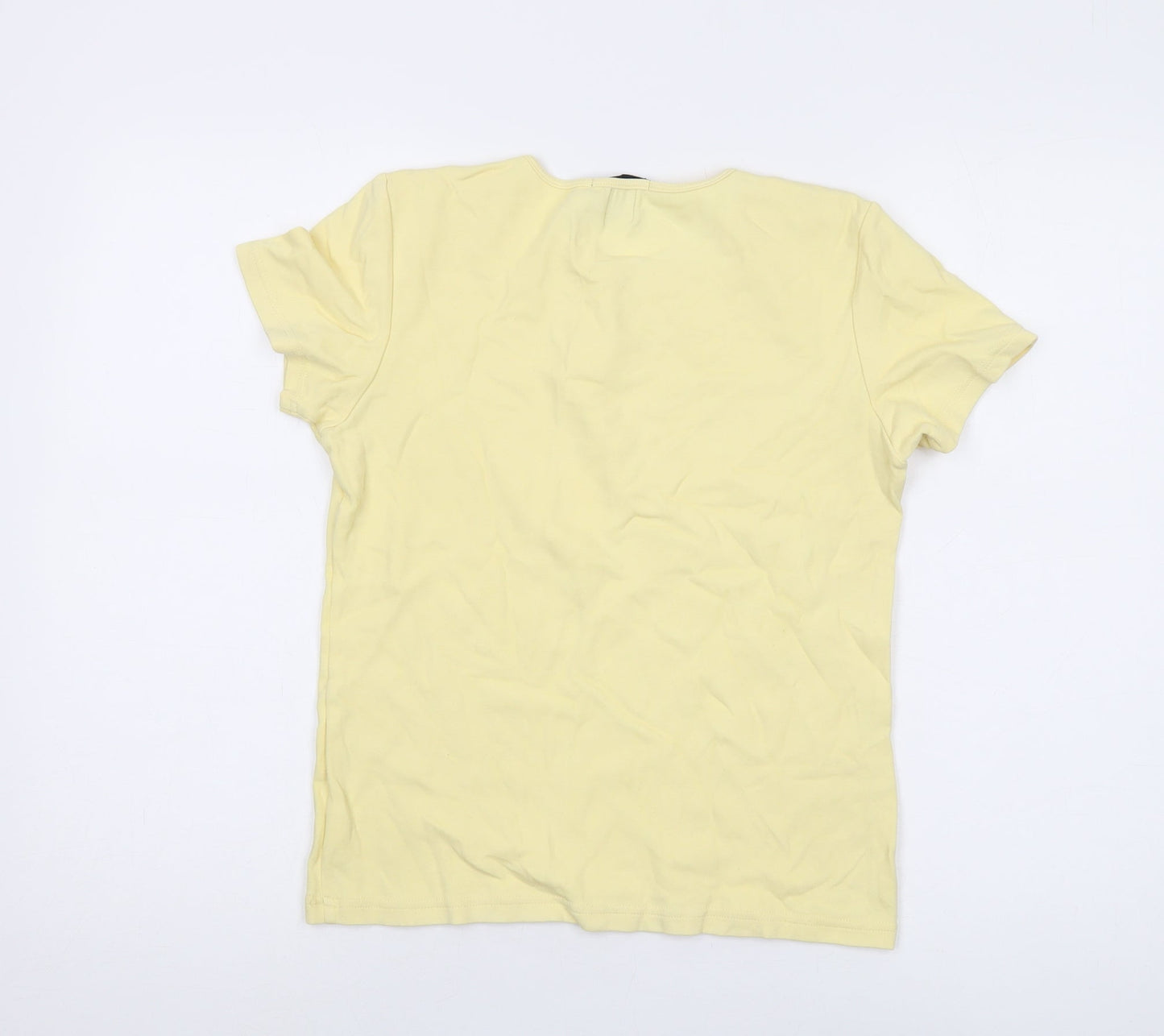 GAP Women Yellow M Basic Crew Neck T-Shirt