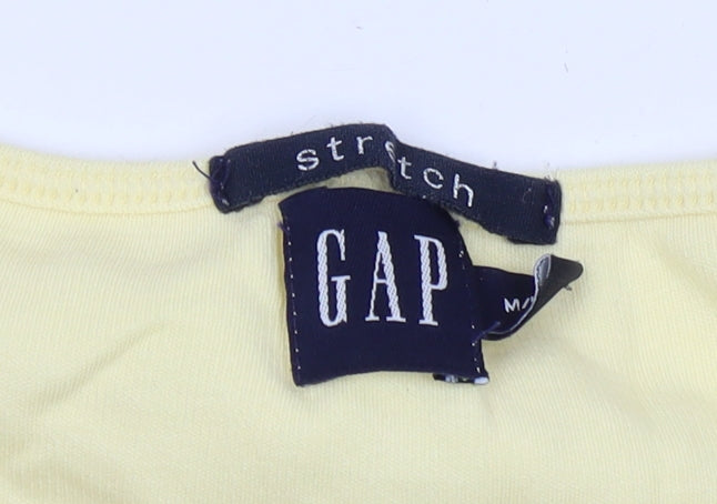 GAP Women Yellow M Basic Crew Neck T-Shirt