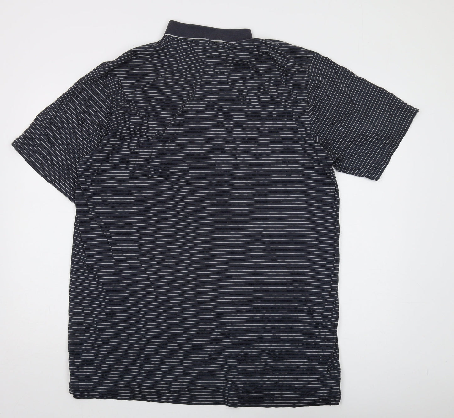 Murray Men's Black Striped Cotton Polo Shirt L