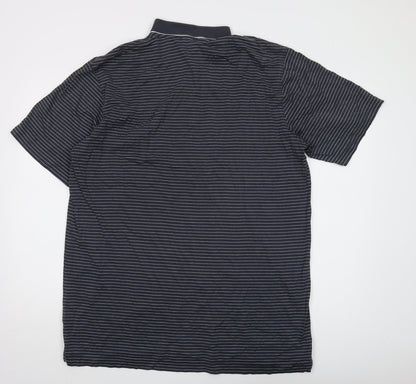 Murray Men's Black Striped Cotton Polo Shirt L