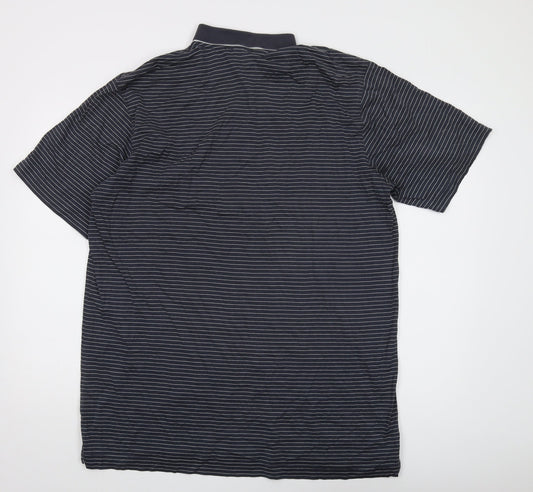 Murray Men's Black Striped Cotton Polo Shirt L