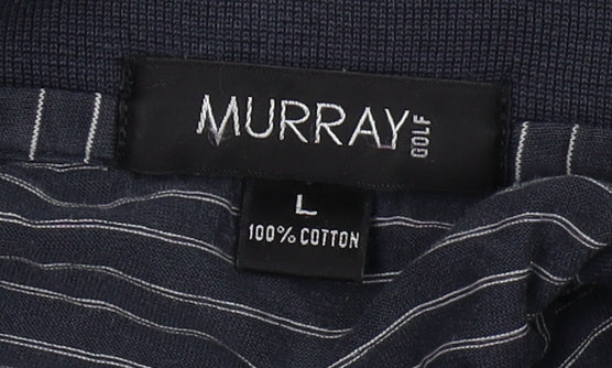Murray Men's Black Striped Cotton Polo Shirt L